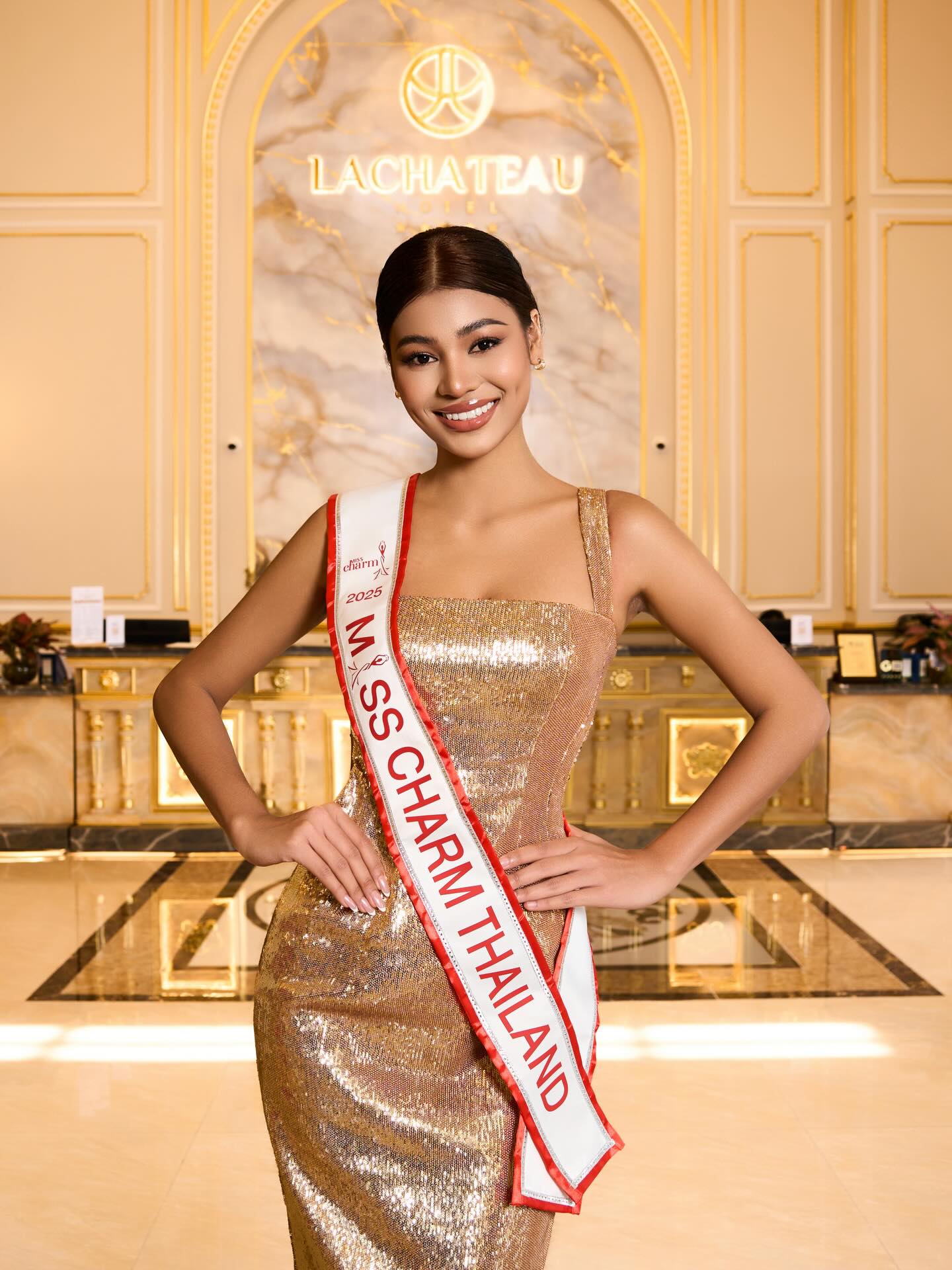 Adele Naruemol, as she competes in Miss Charm International 2025 in Vietnam